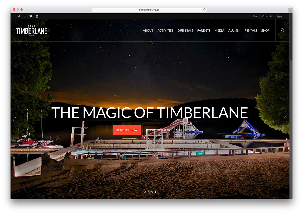 camptimberlane 夏令营突出主题