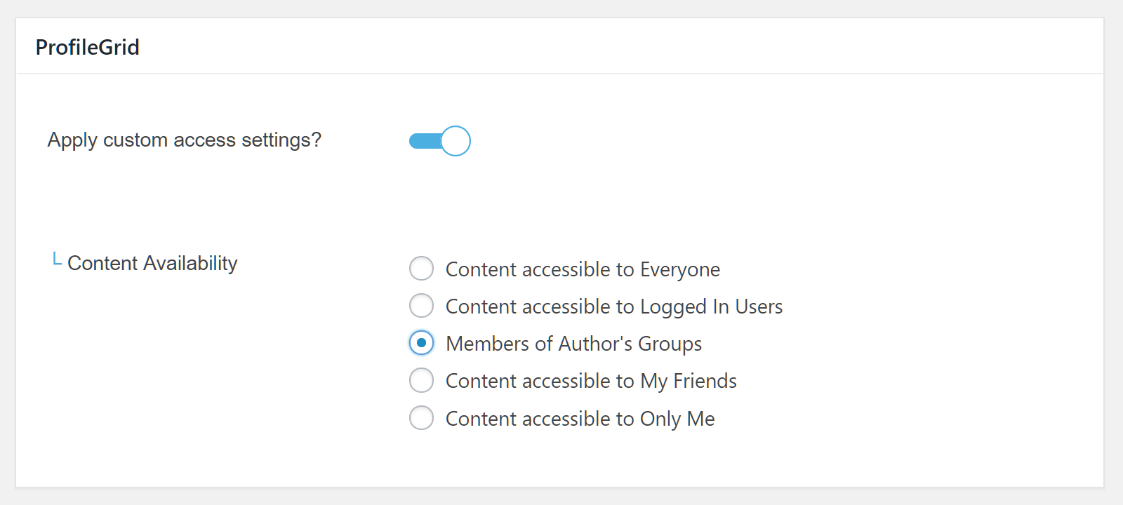 Configuración de publicación de revisión de ProfileGrid