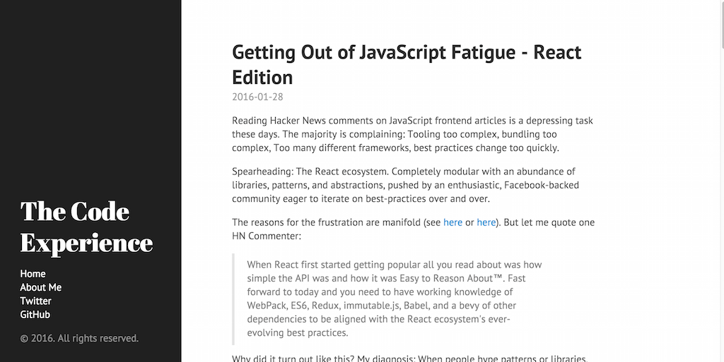 摆脱 JavaScript 疲劳 React 版