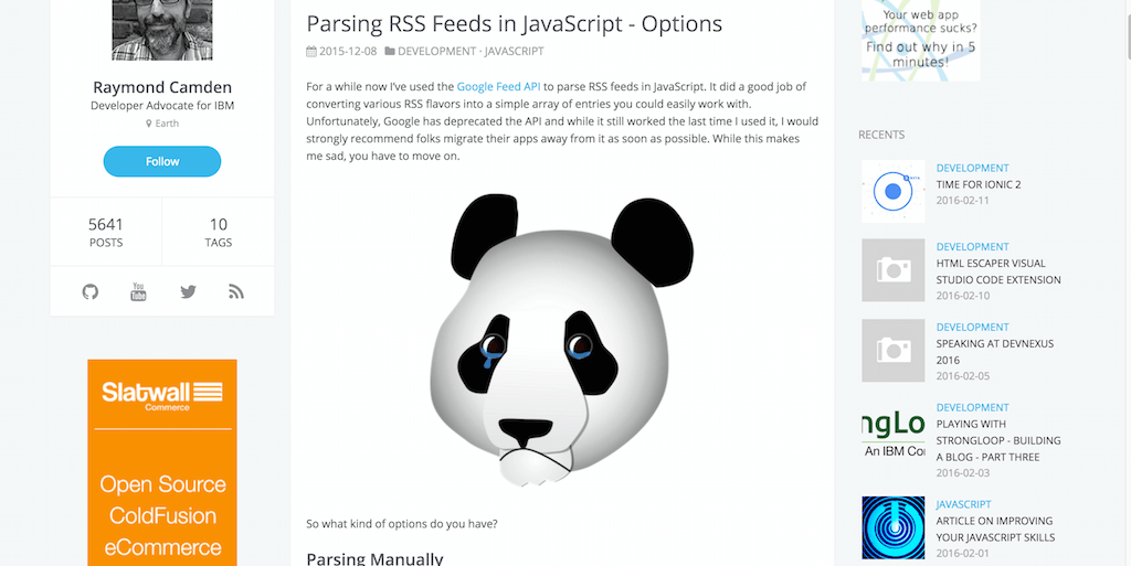 在 JavaScript 选项中解析 RSS 提要 · Raymond Camden