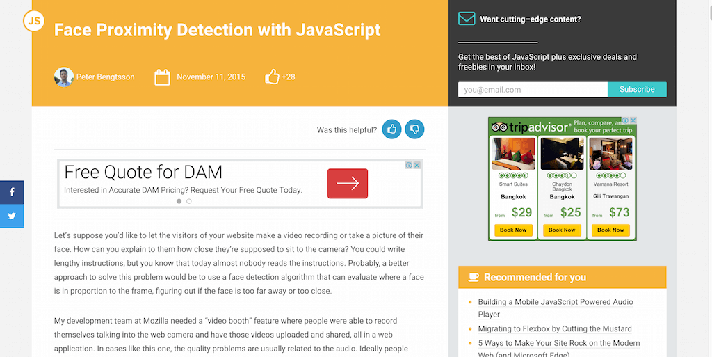 使用 JavaScript 进行人脸接近检测