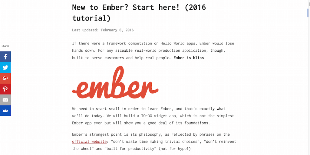 Ember 新手 - 从这里开始！ （2016教程）