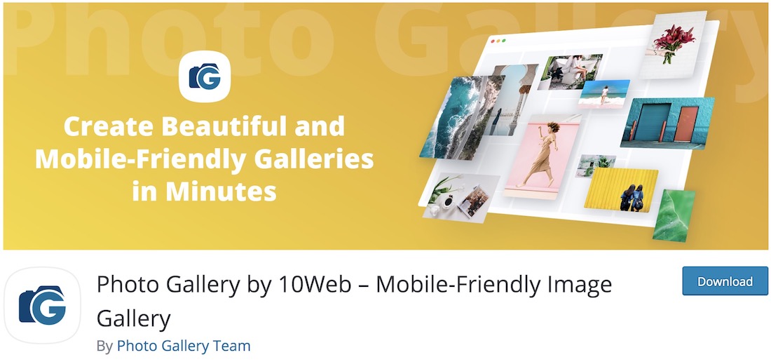 galeria zdjęć przez darmową wtyczkę 10web wordpress