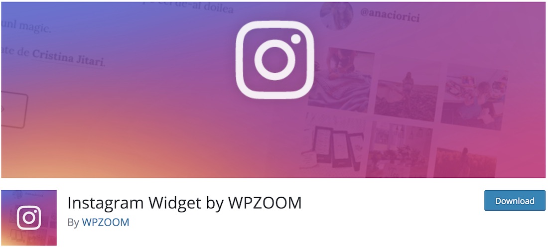 widget instagram przez darmową wtyczkę wpzoom