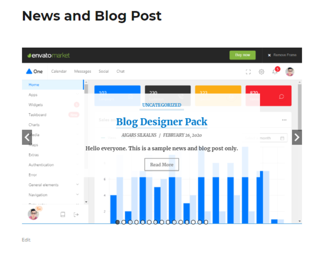 Sekcja „News and Blog Designer Pack Preview”