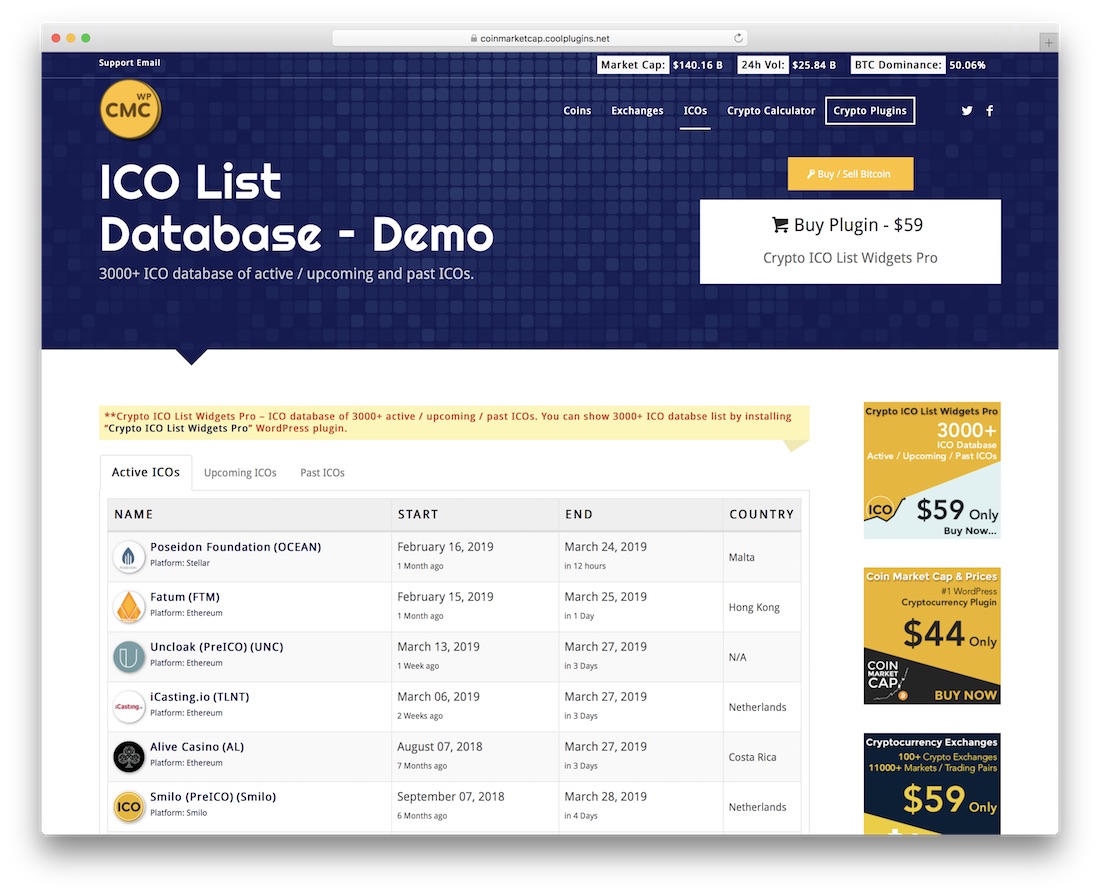 วิดเจ็ตรายการ crypto ico pro