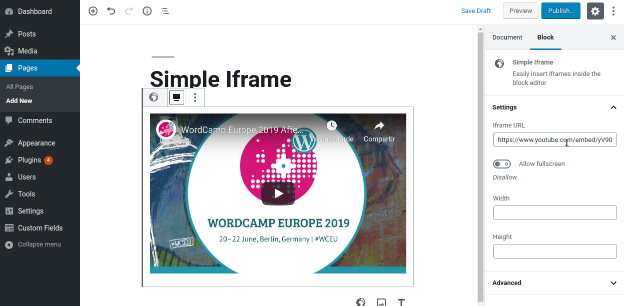 Einfache WordPress iFrame-Plugins