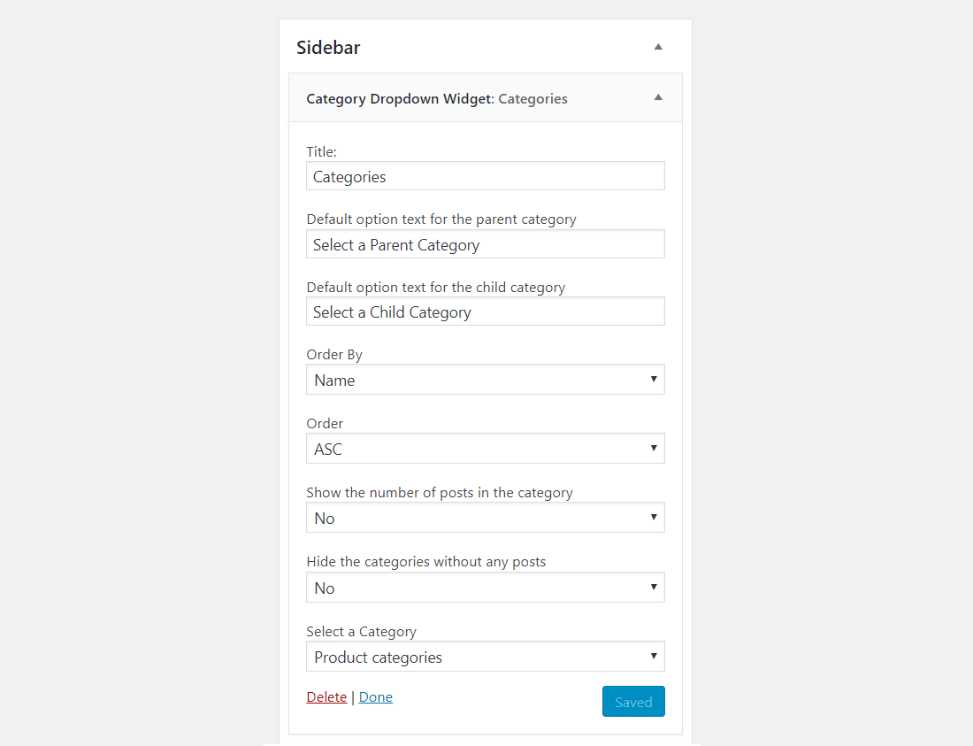 Complemento de menú desplegable de WordPress simple