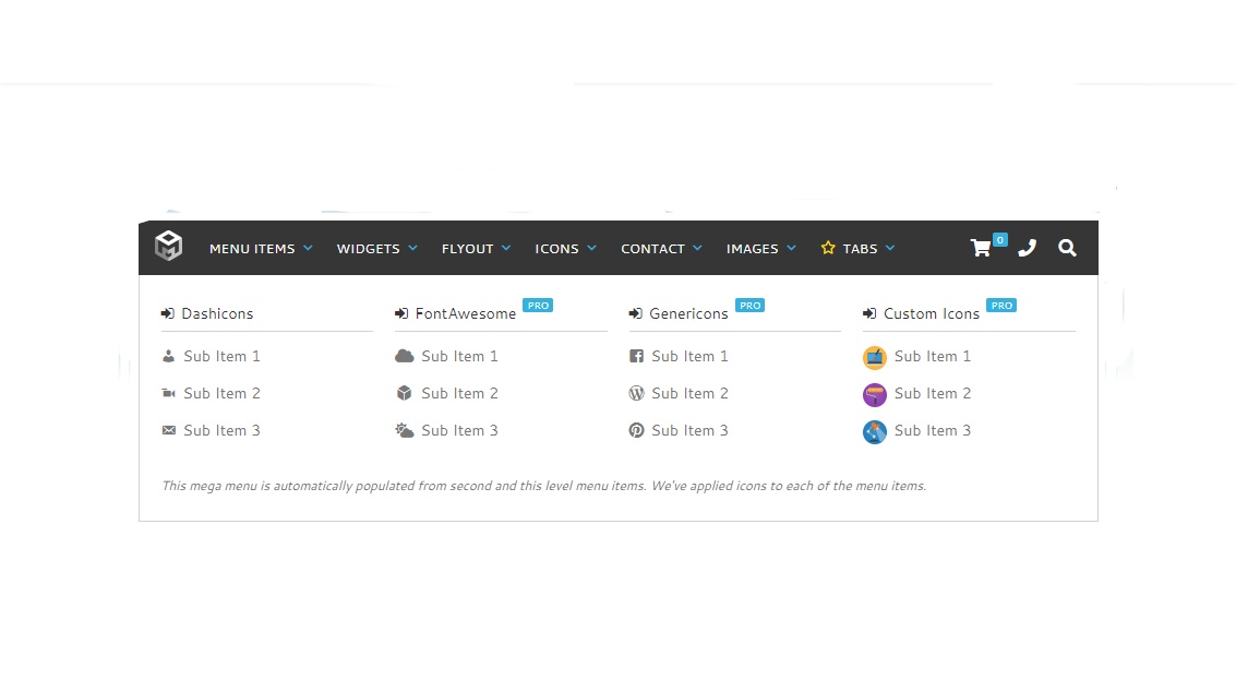 Complemento de menú desplegable organizado de WordPress