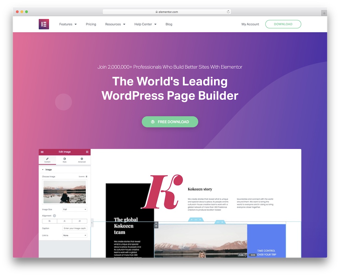 elementor wordpress page builder البرنامج المساعد