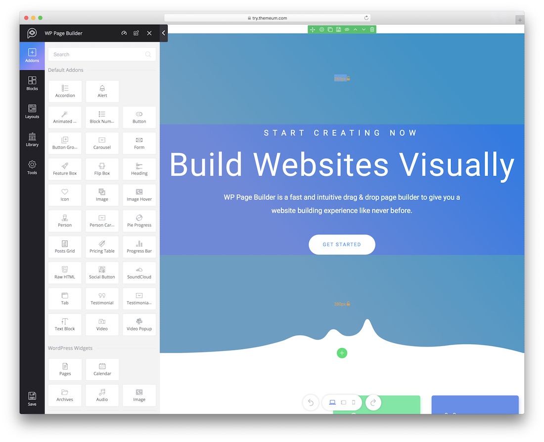 wp page builder البرنامج المساعد ووردبريس