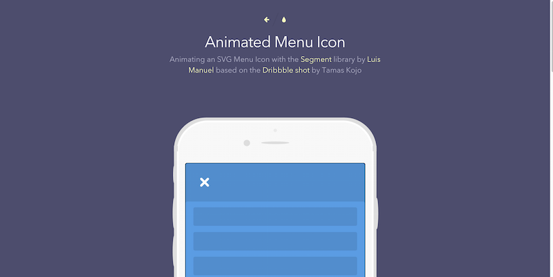 Animación de un icono de menú SVG con segmento