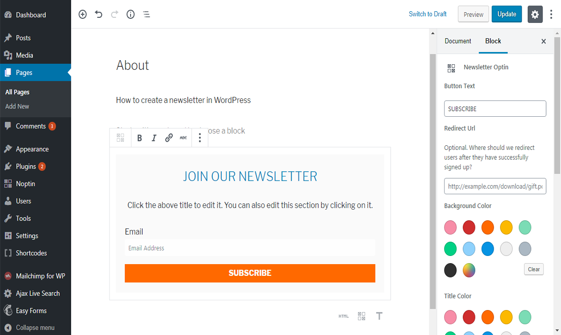 Renkli WordPress E-posta Abonelik Eklentileri