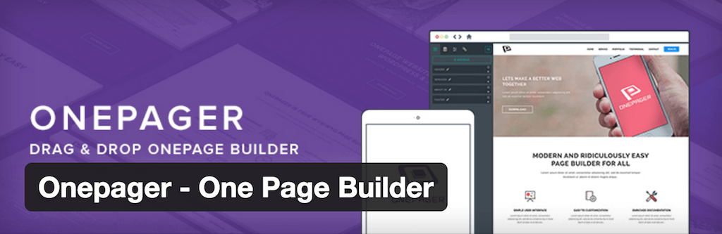 Onepager One Page Builder — Plugin WordPress