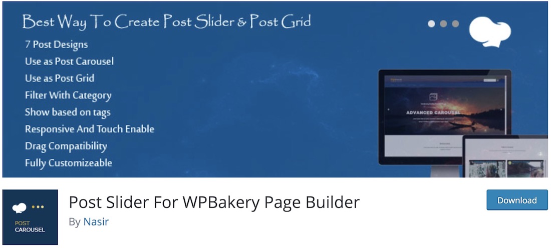 poste carrossel deslizante para wpbakery