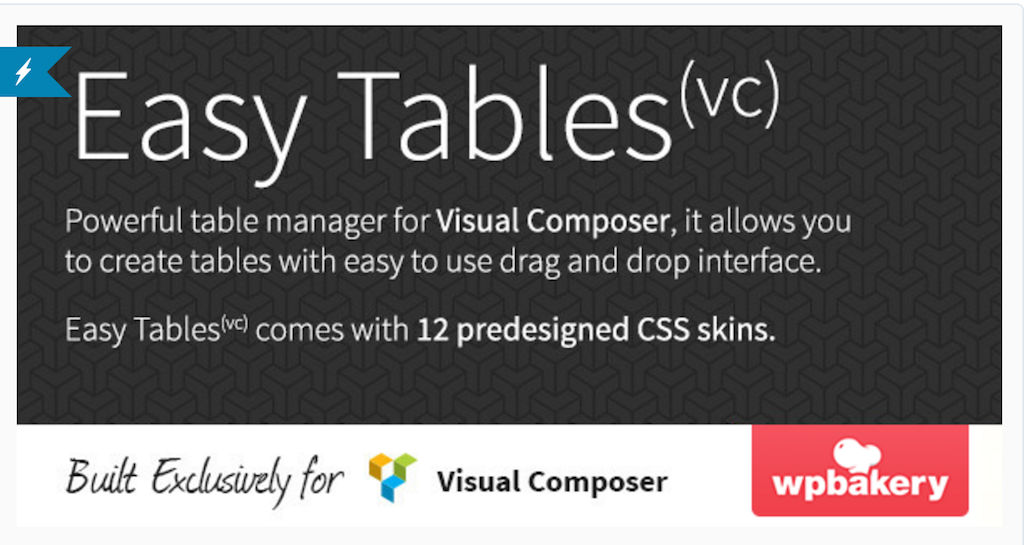 Easy Tables Table Manager para WPBakery Page Builder WordPress