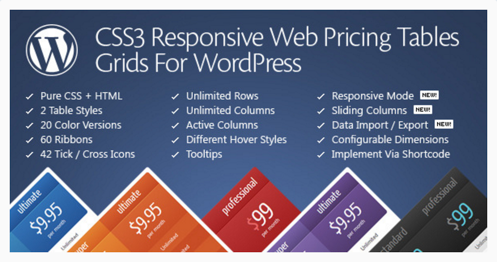 CSS3 Responsive WordPress Compare tabelas de preços WordPress