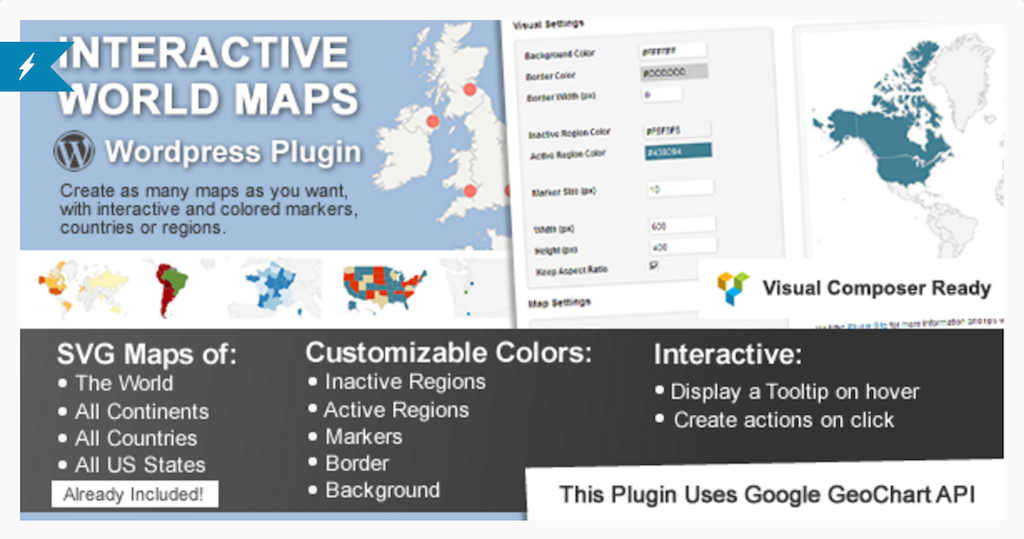 Mapas do mundo interativo WordPress