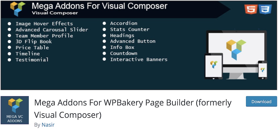extensão wpbakery de mega addons