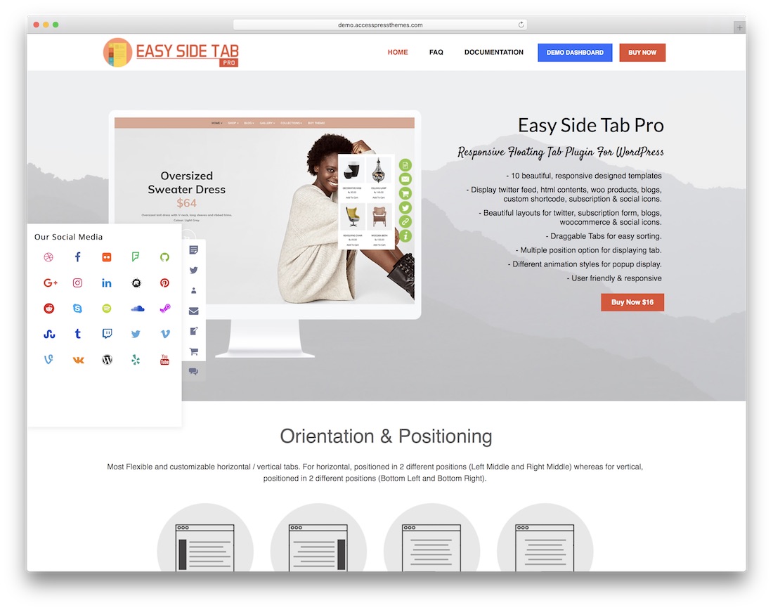 facile scheda laterale pro plug-in di condivisione social di wordpress