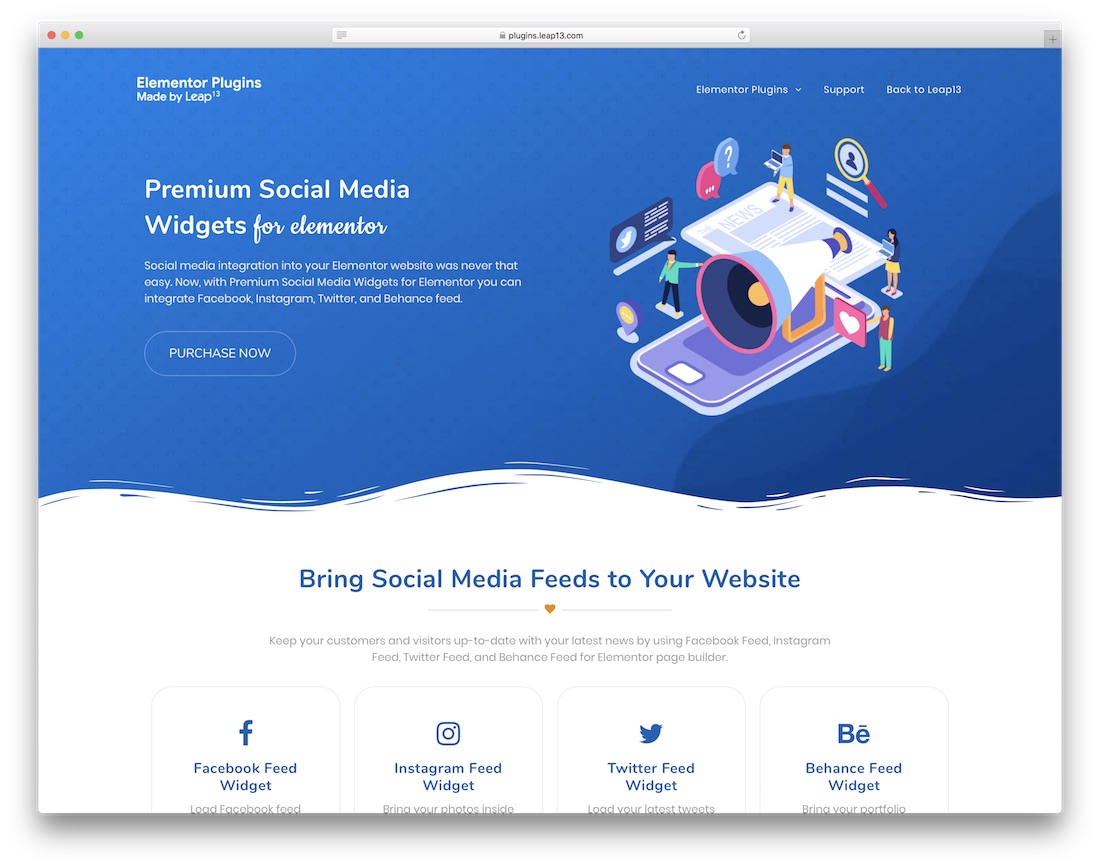 widget di social media premium per elementor