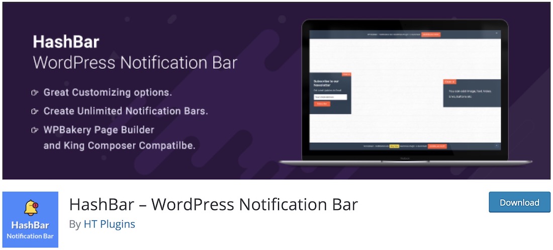 Hashbar WordPress-Benachrichtigungs-Plugin