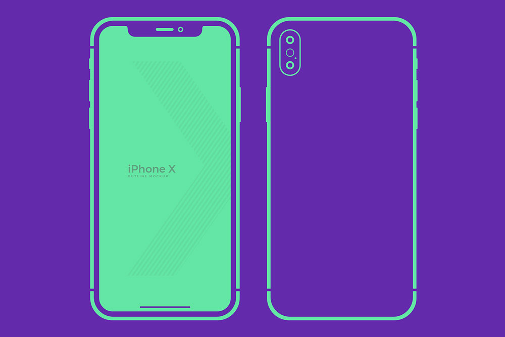 mockup garis besar iphone