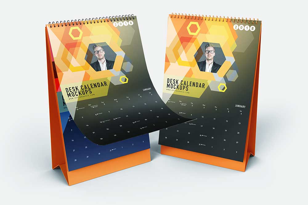 mockup di calendario a spirale da scrivania verticale gratuito