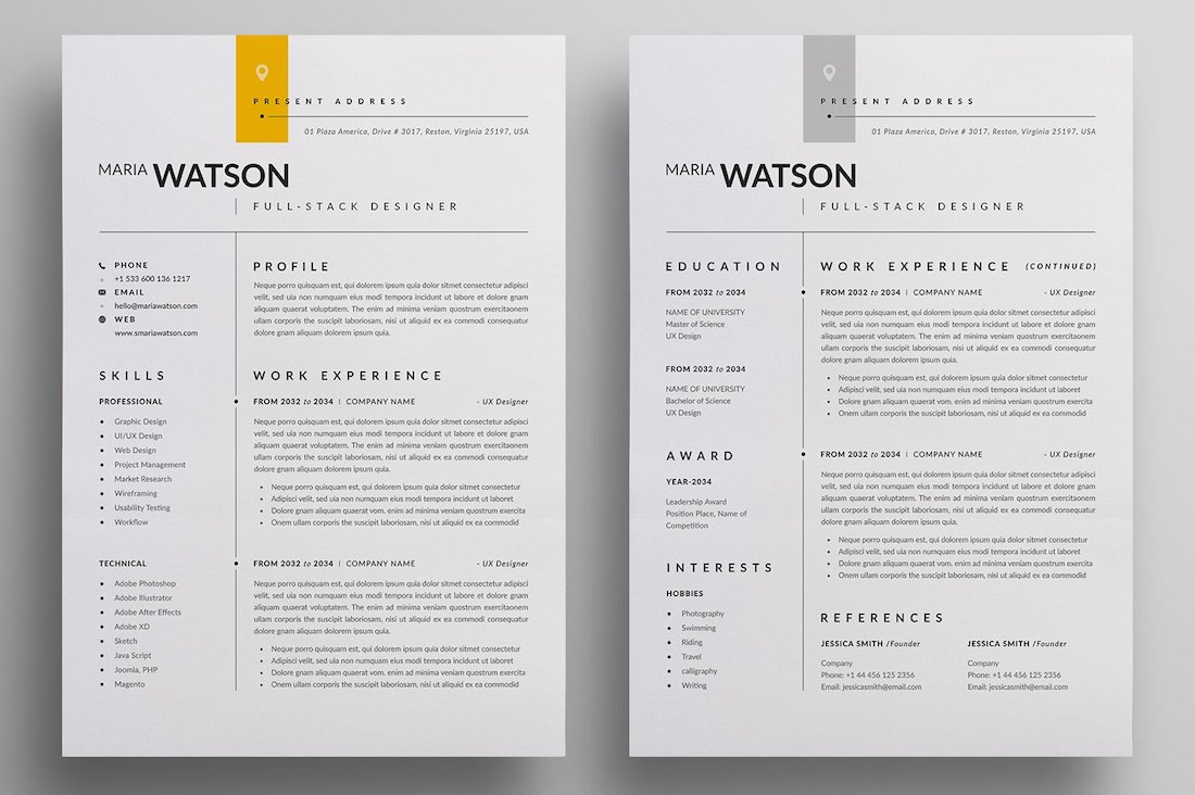 cv modèle 2 pages