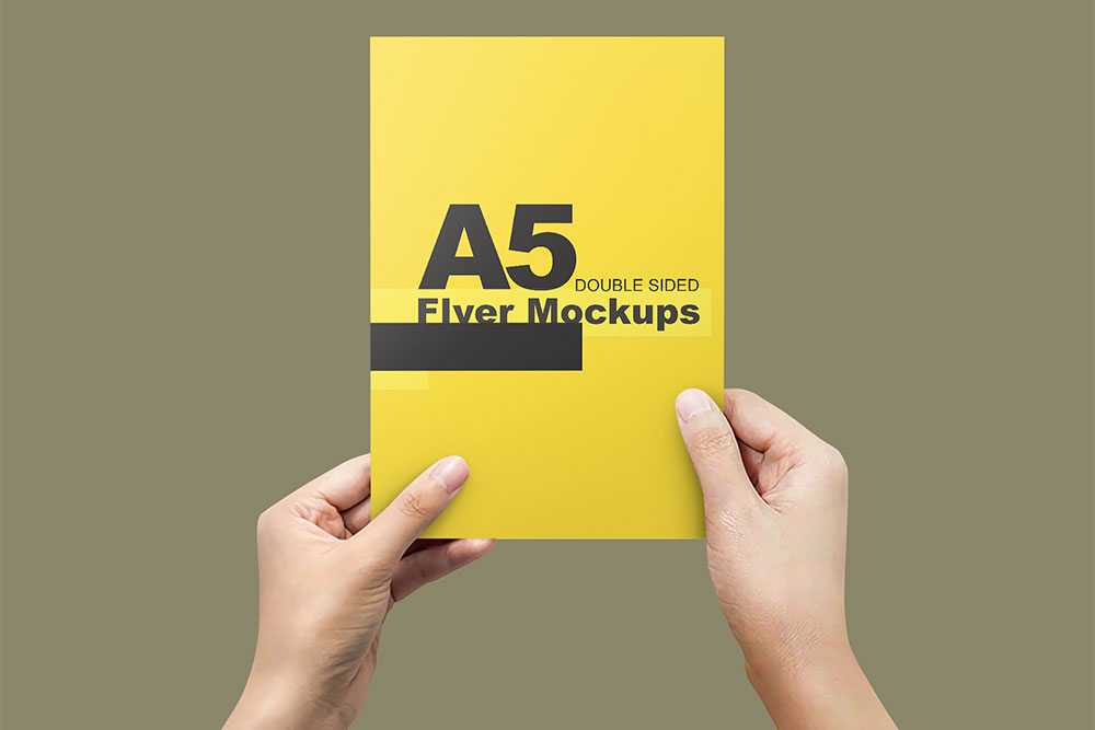 mockup psd selebaran a5 gratis