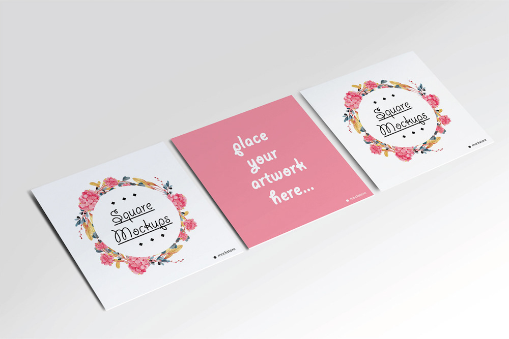 mockup gratis selebaran bunga persegi