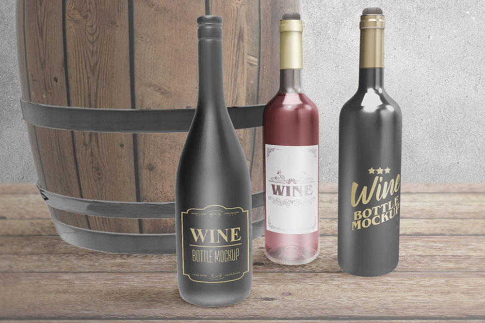 mockup di bottiglie di vino