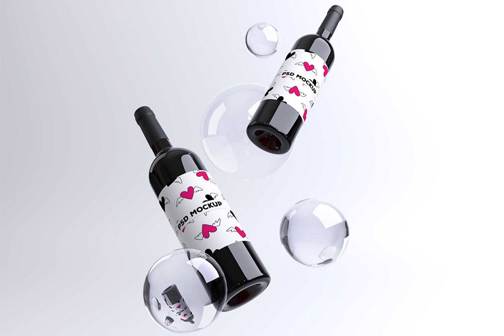 mockup di bottiglie di vino