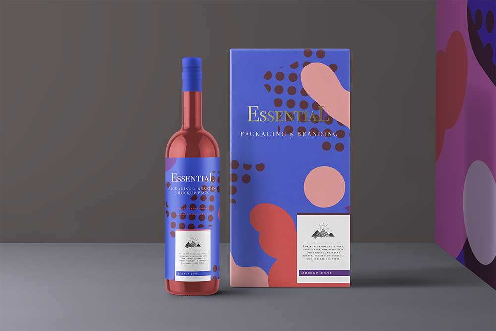 mockup di bottiglie di vino