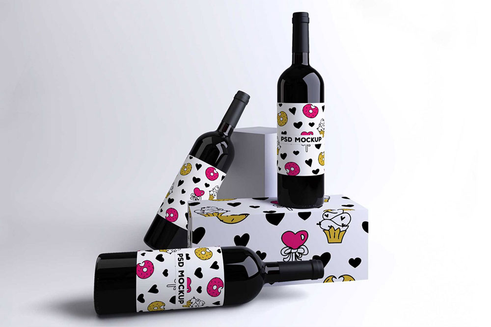 mockup di bottiglie di vino