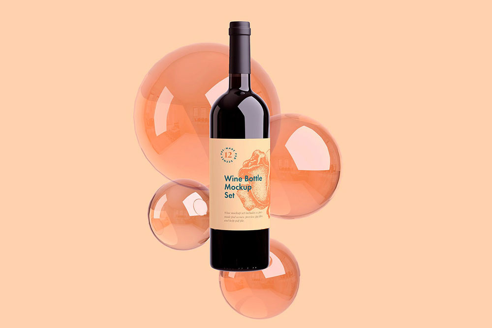 mockup di bottiglie di vino