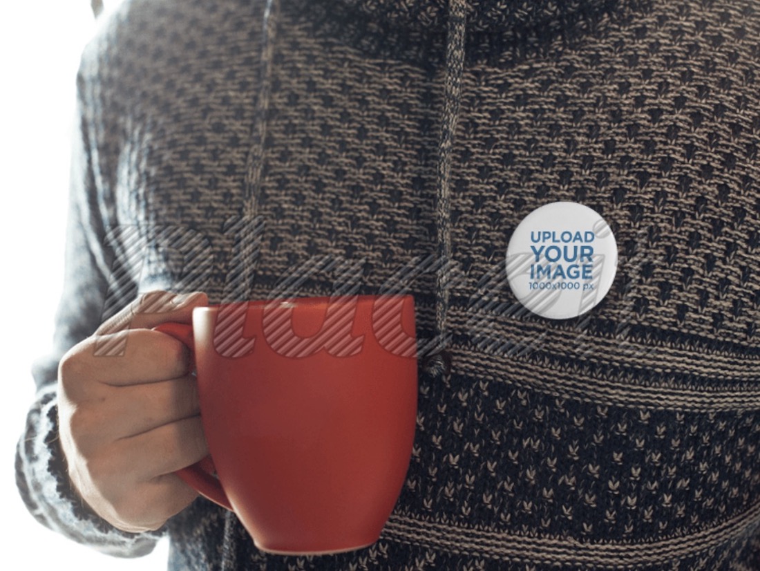 mockup di un bottone su un maglione da uomo
