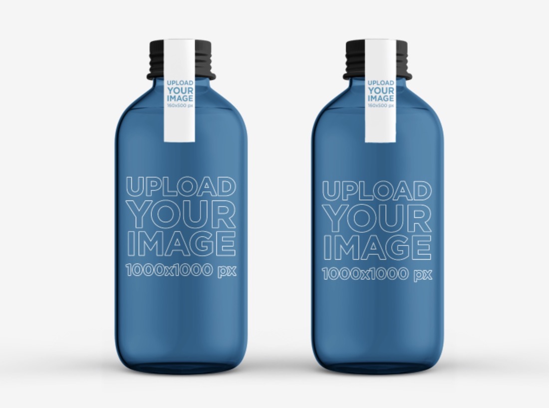 iki cam su şişesi içeren minimal paketleme maketi