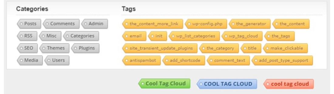 Complementos coloridos de etiquetas de WordPress