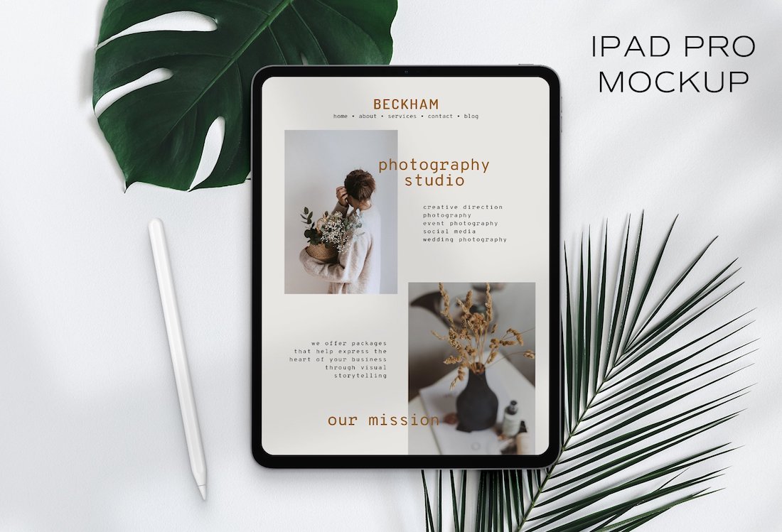 monstera palm leaf ipad pro mockup