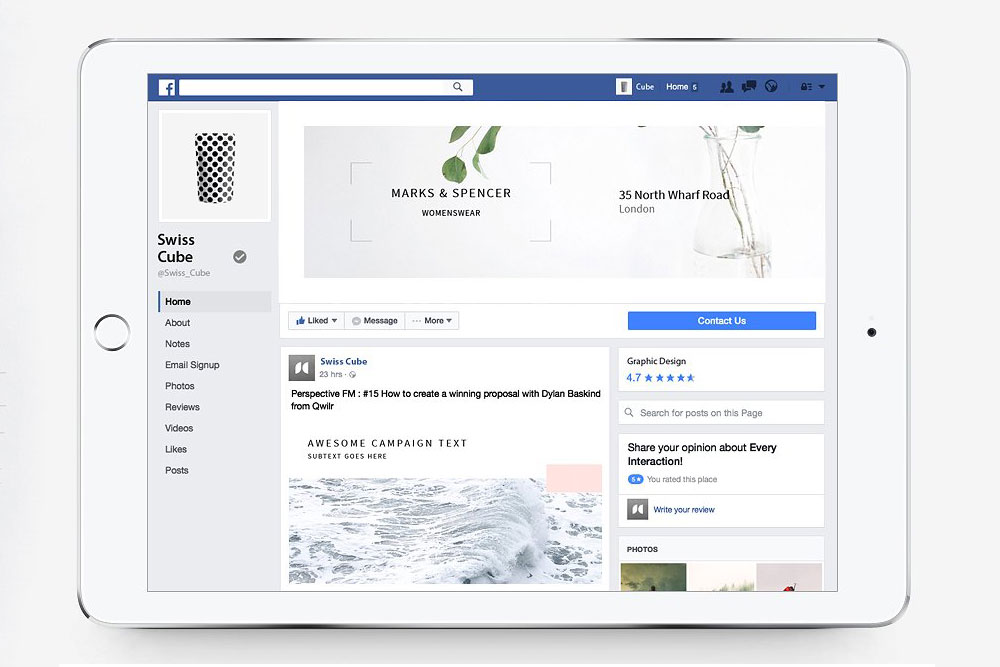 maqueta de facebook