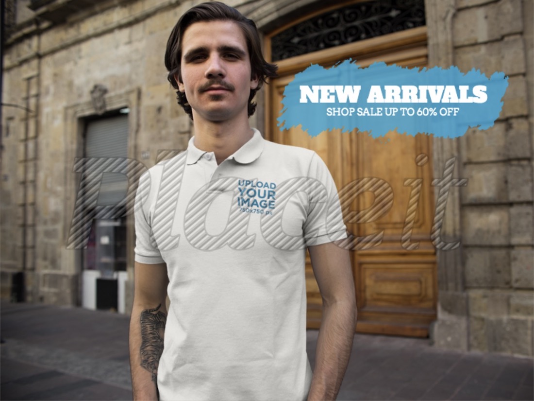anuncio de twitter de un chico con una camisa polo