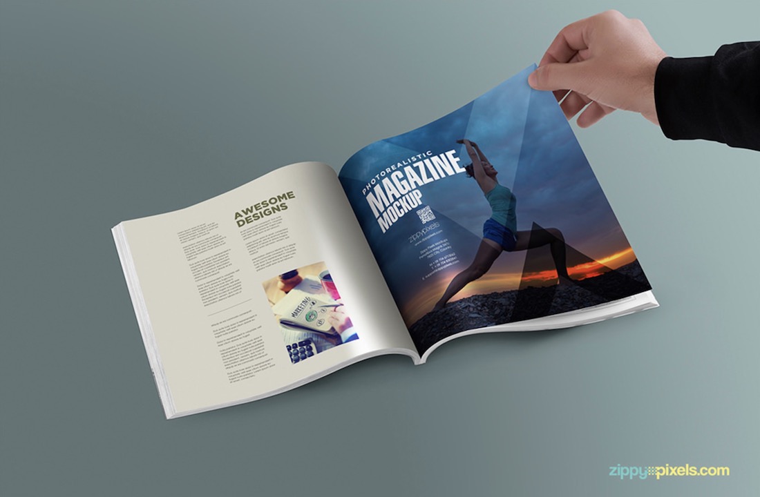 maqueta psd realista de revista cuadrada