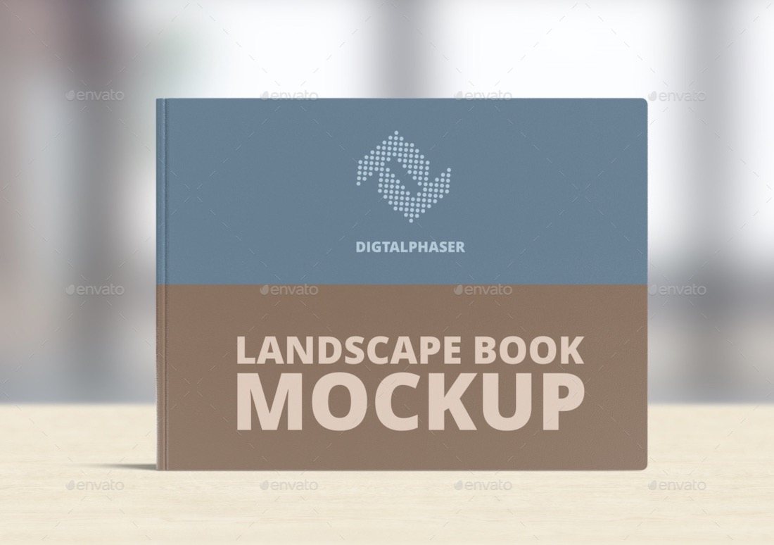 maquete de livro de capa dura horizontal