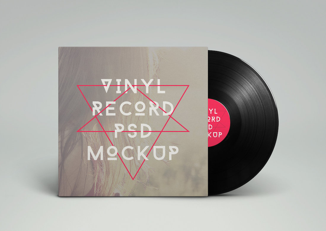 mockup di dischi in vinile più custodia