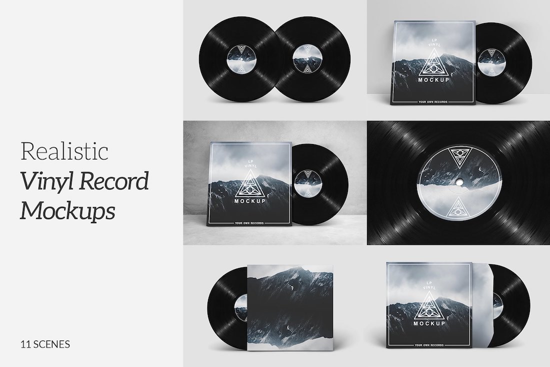 pacchetto di mockup di dischi in vinile