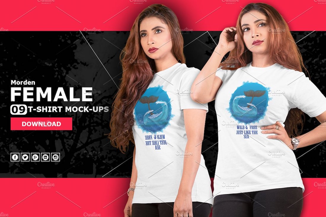 modernes weibliches T-Shirt-Modell