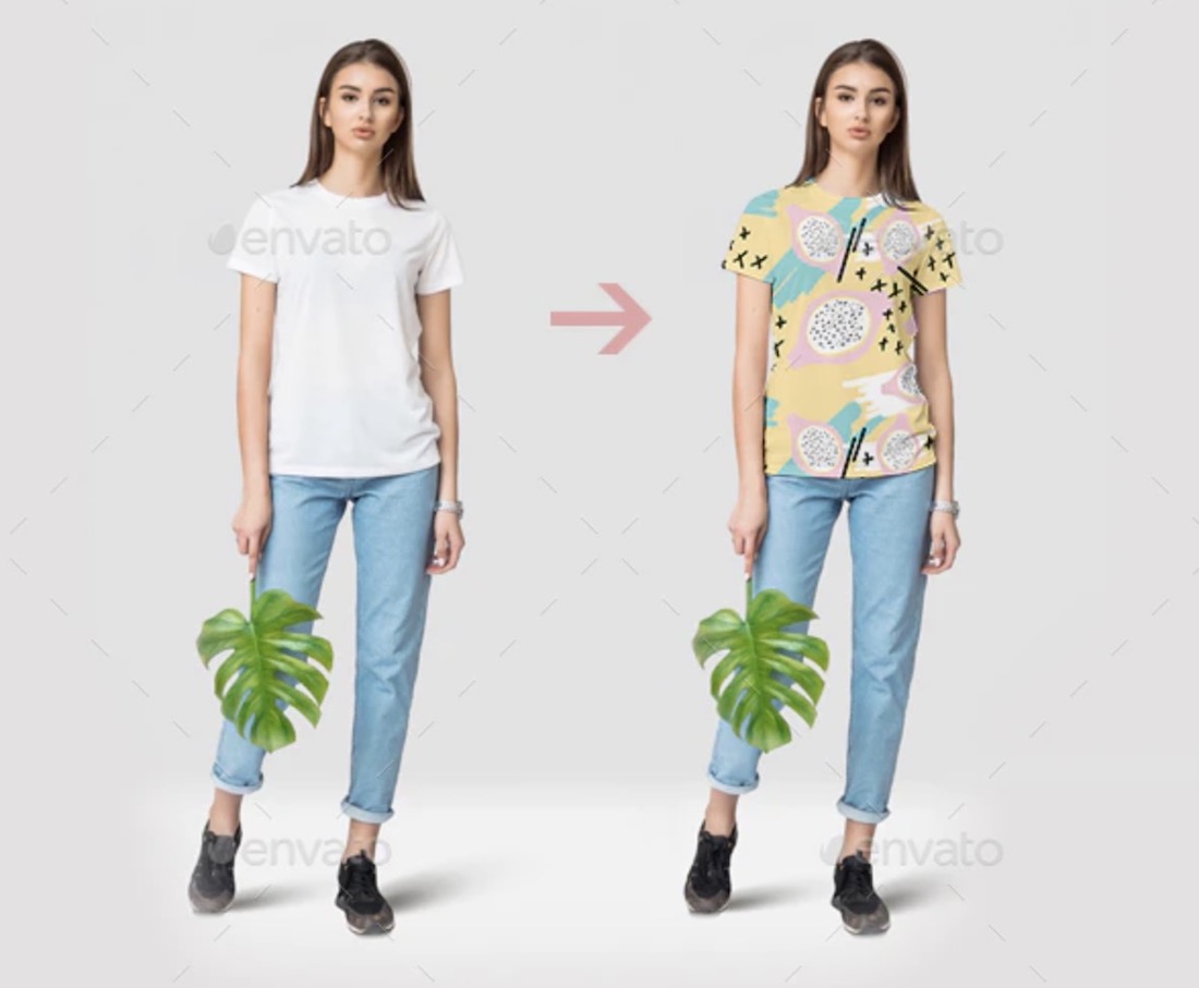 weibliches minimalistisches T-Shirt-Modell-Set