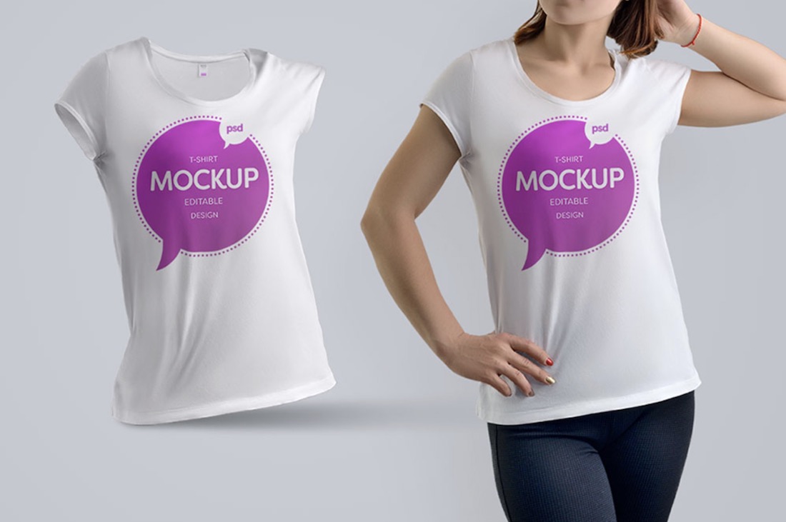 kostenlose frau t-shirt psd mockup