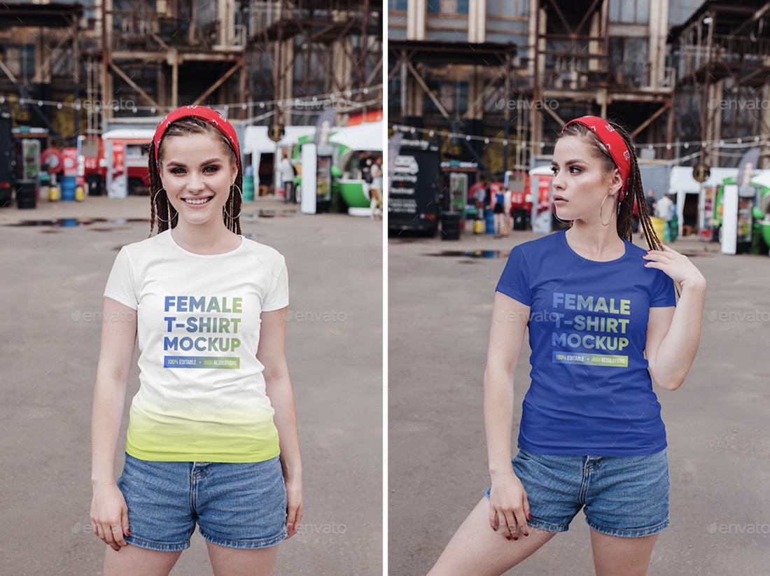 weibliches t-shirt in stadtmodellen